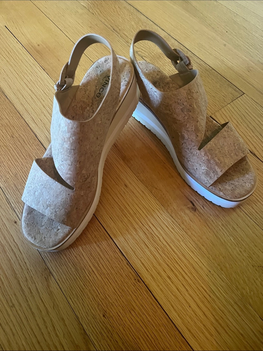 Vince Cork Slide Sandals with Tan Leather Accents